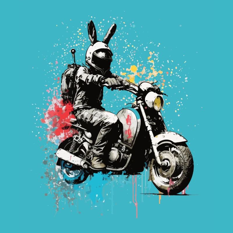 Graffiti lapin sur scooter moto
