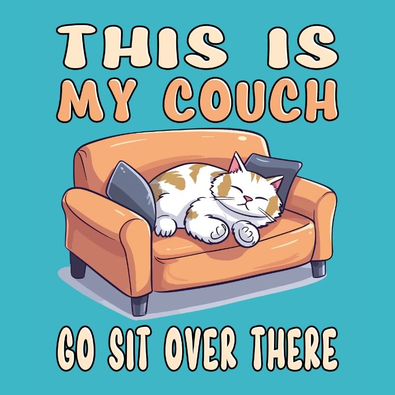 Katze Couch Sofa Lustig Humor Typisch Cartoon