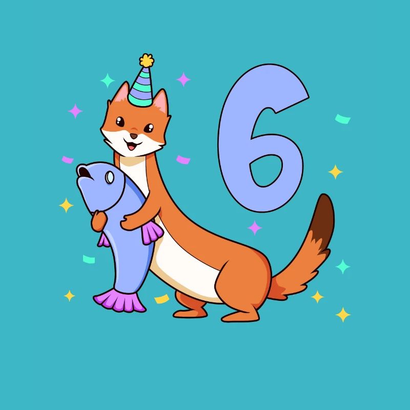 Mit Wiesel - Kinder Geburtstag 6 Jahre