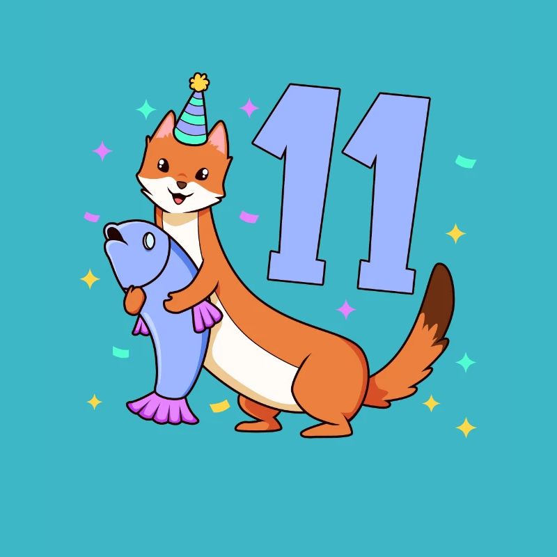 With weasel - children's birthday 11 years