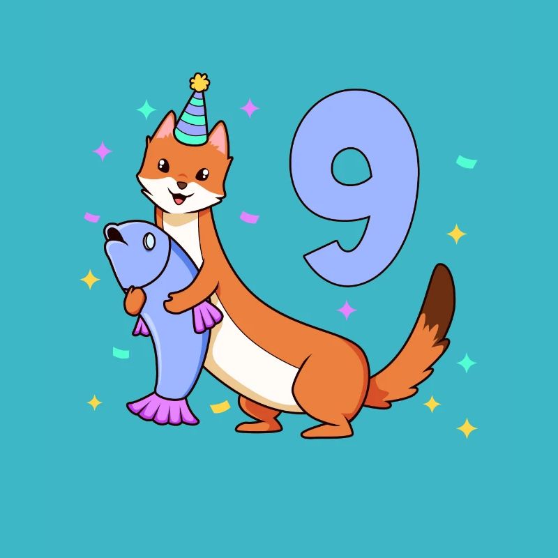 Mit Wiesel - Kinder Geburtstag 9 Jahre