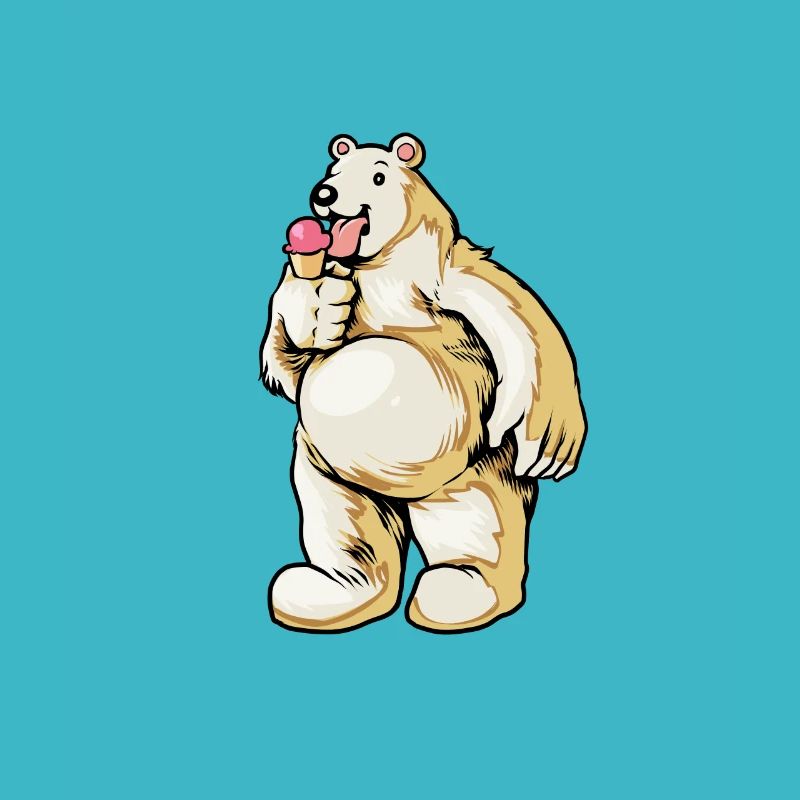 L’ours polaire comique apprécie le cornet de crème glacée