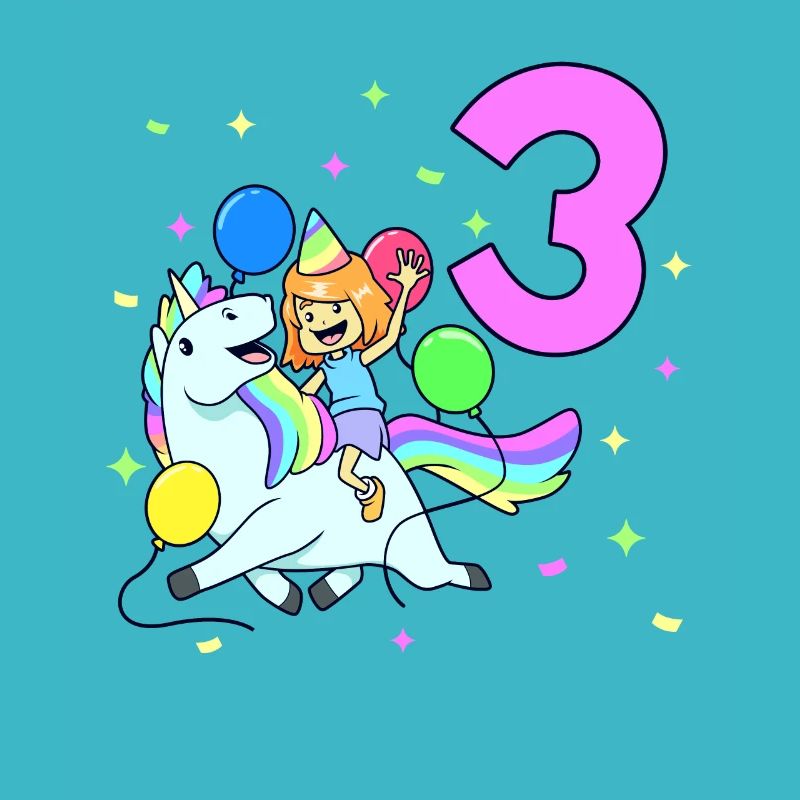 Mit Einhorn - Mädchen Geburtstag 3 Jahre