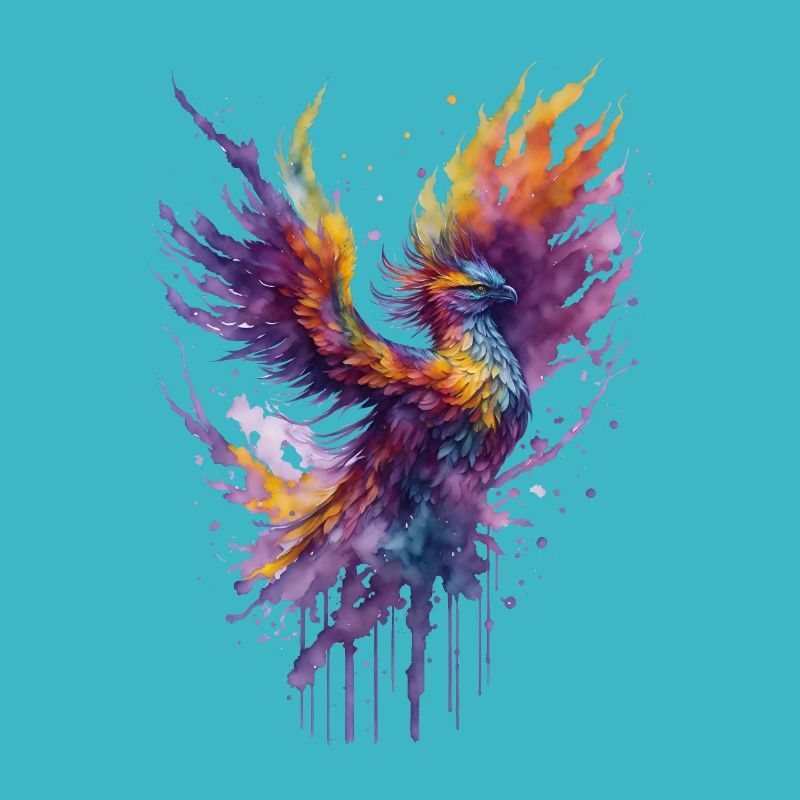 Mystique Feu Aquarelle Phoenix Oiseau