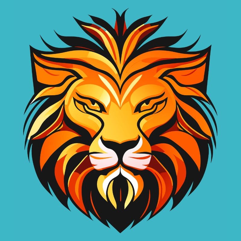 Tête de lion colorée