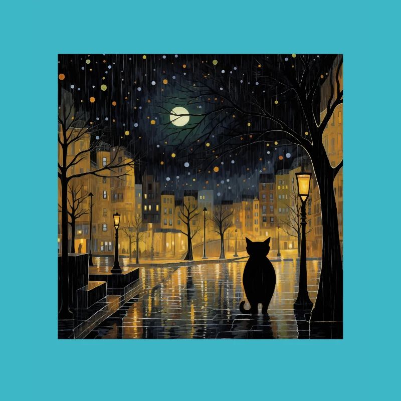 Gustav Klimt Inspired Cat Artwork