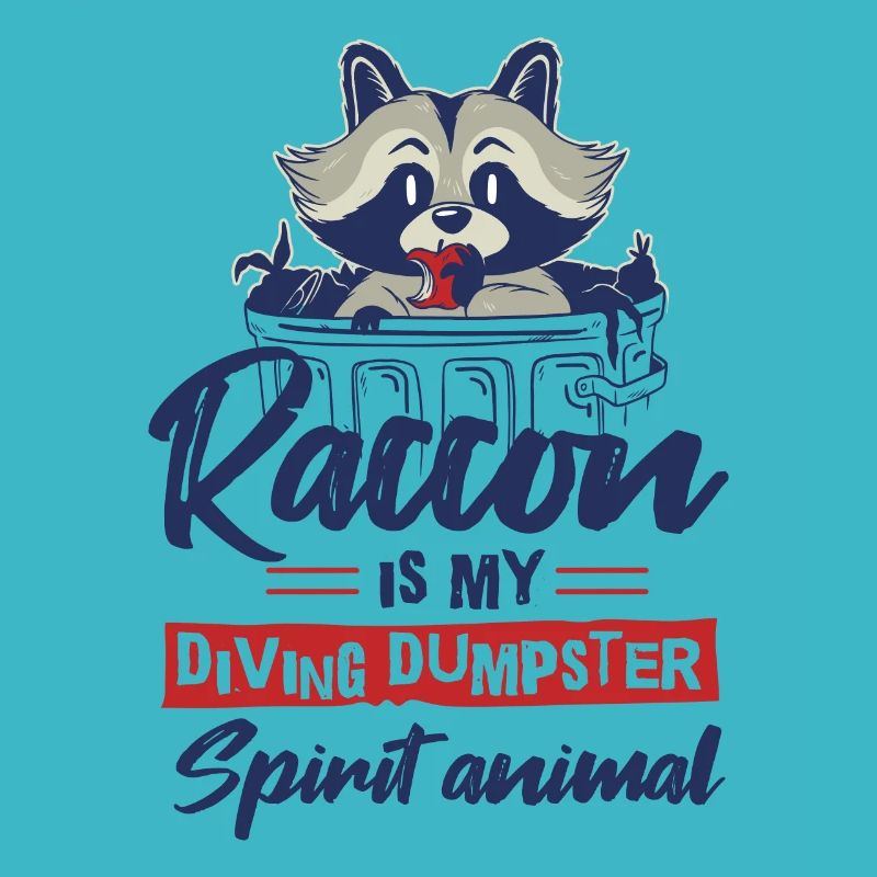 Raccoon lover garbage collecting garbage containers