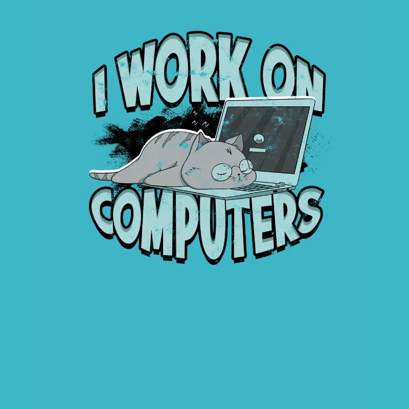 ICH ARBEITE AN COMPUTERN - Cat und Computer - Technik