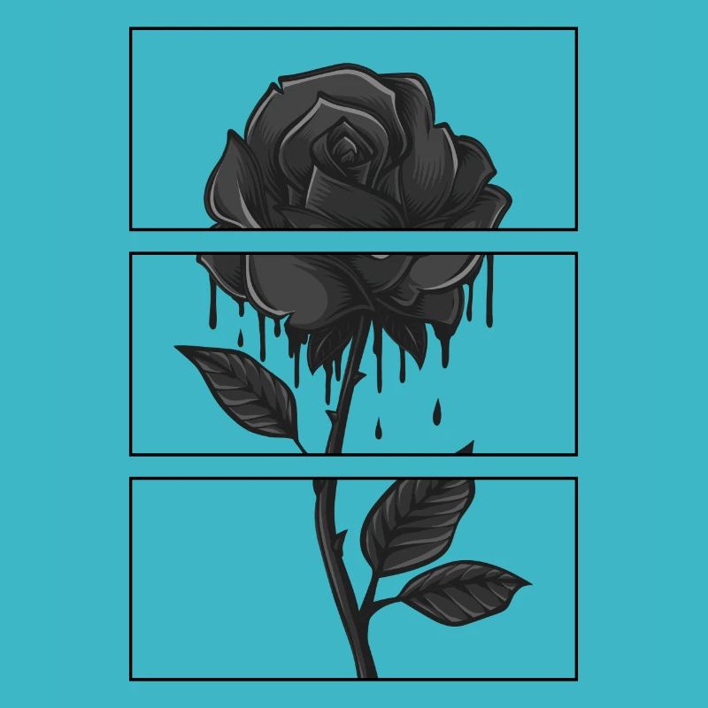 Gothic-Hemd, blutende schwarze Rose Soft Grunge