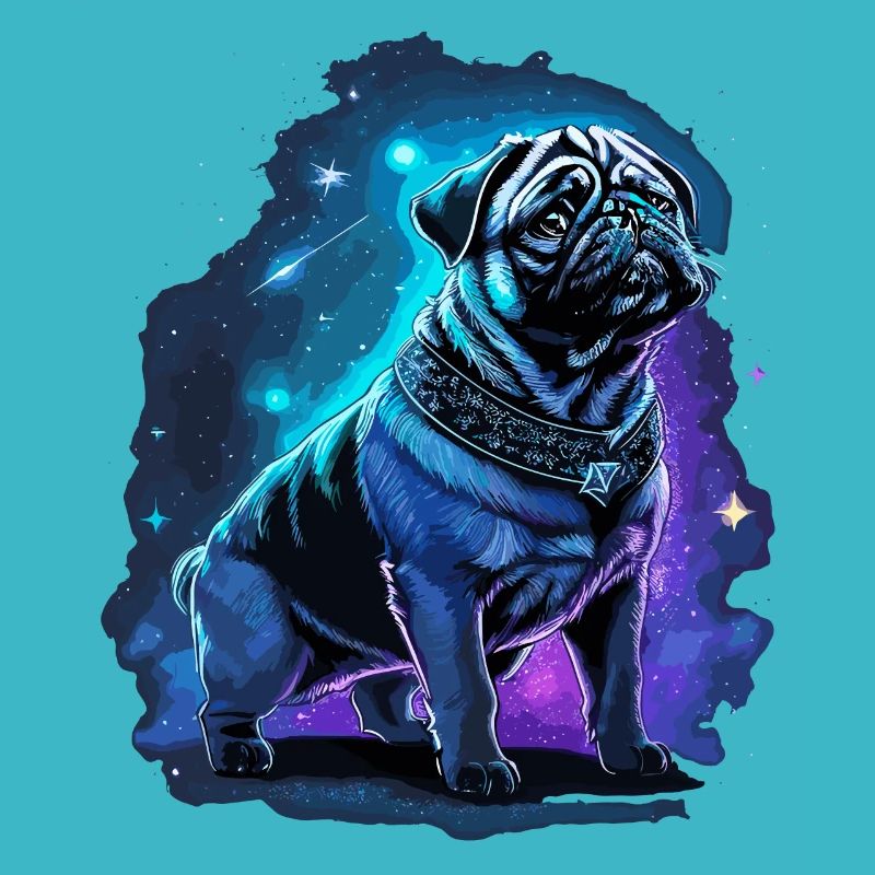 Neon Mops Hund Mitternachtszauber