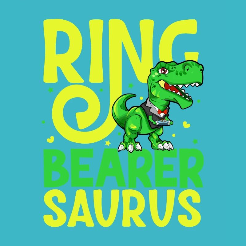 TREX dinosaur wears the wedding rings - ring bearer