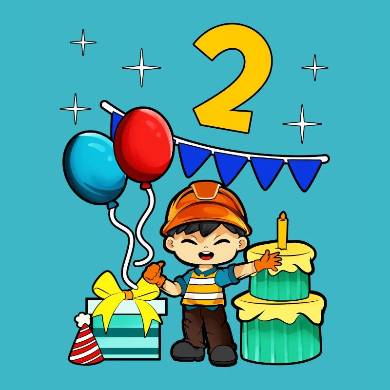 With construction worker - guys birthday 2 years