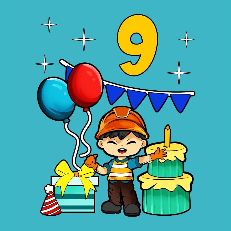 With construction worker - guys birthday 9 years
