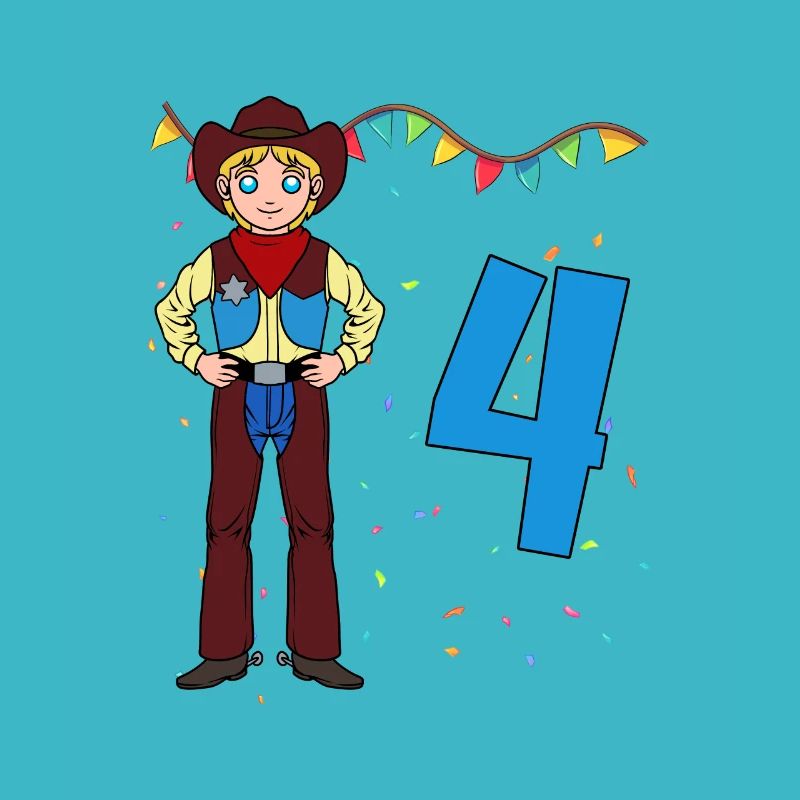 With Cowboy - Boys Birthday 4 Years