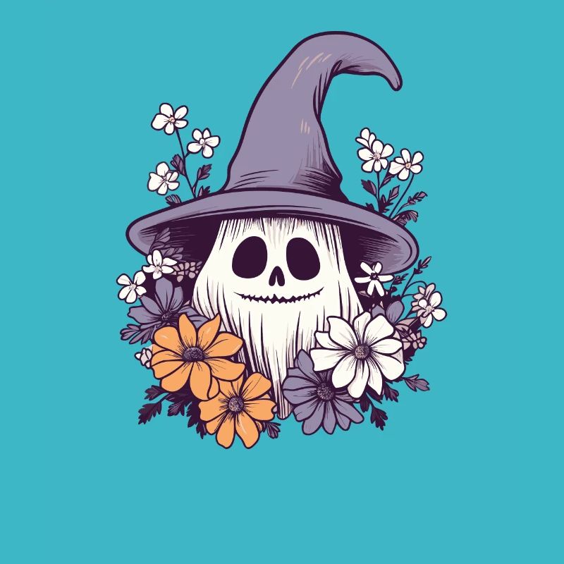 Halloween Groovy Ghost Hippie Fleurs