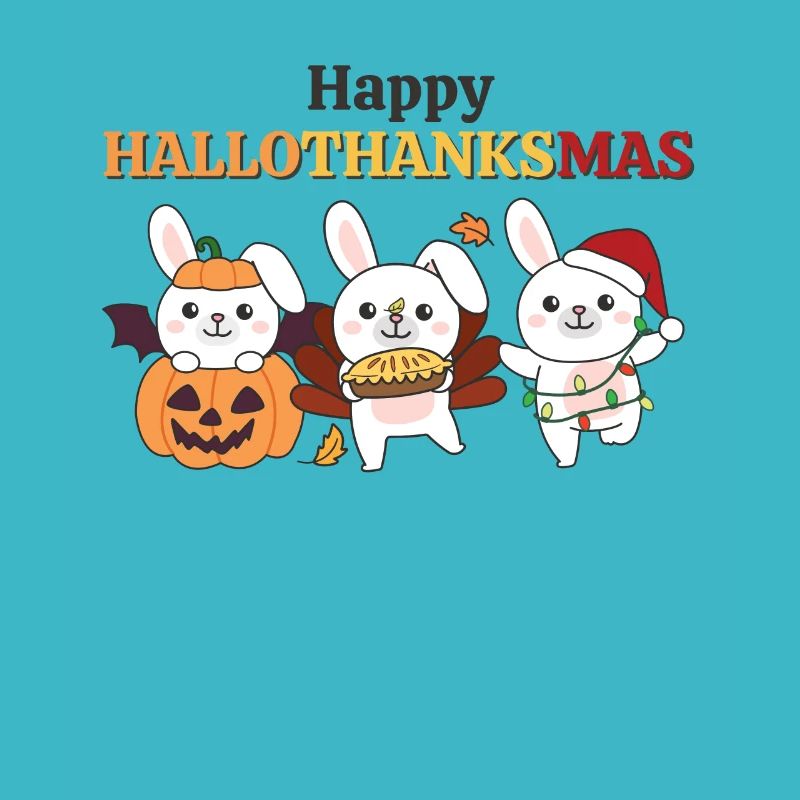 Happy Hallothanksmas Bunny Christmas Bunny