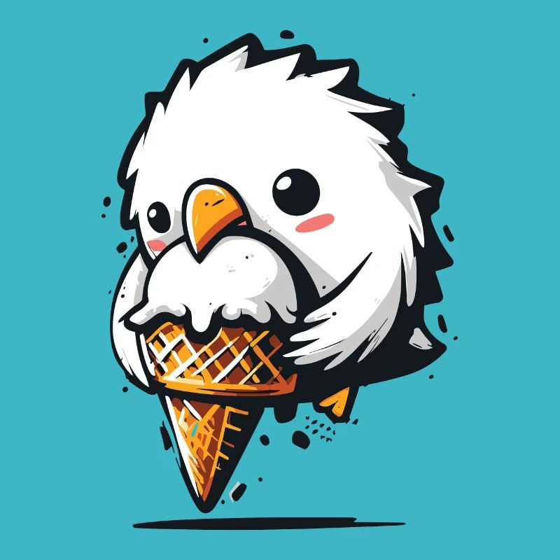 Süße Möwe klaut Eis Eisdieb Dieb