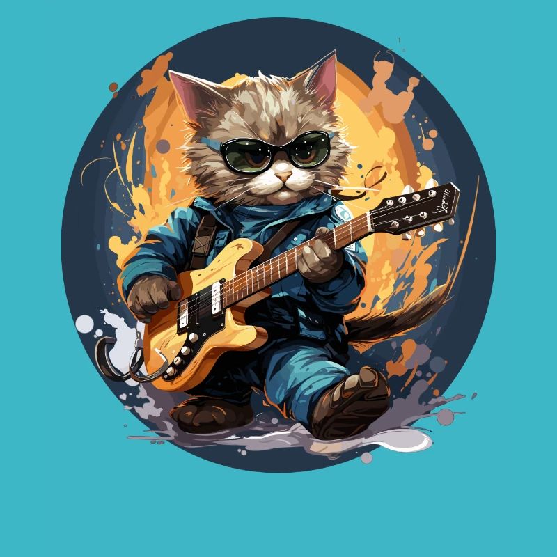 Drôle de chat mignon avec un chaton de guitare électrique