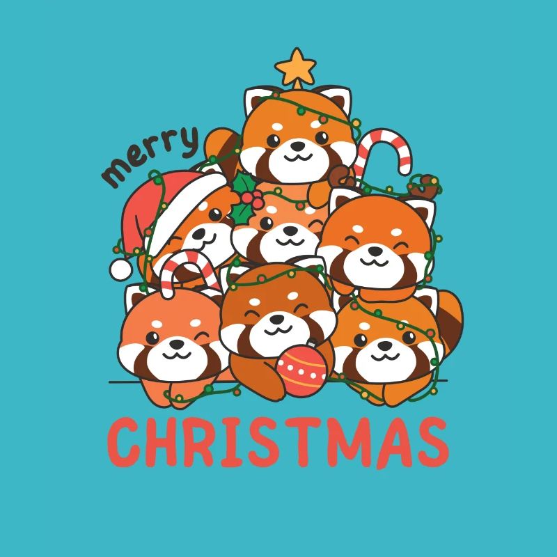 Red Panda Christmas Tree Merry Christmas