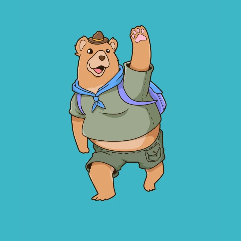 Cartoon Bear is Boy Scout