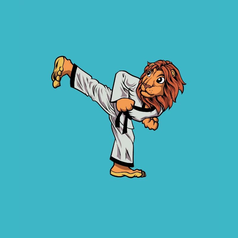 Lion de dessin animé faisant de l’hapkido