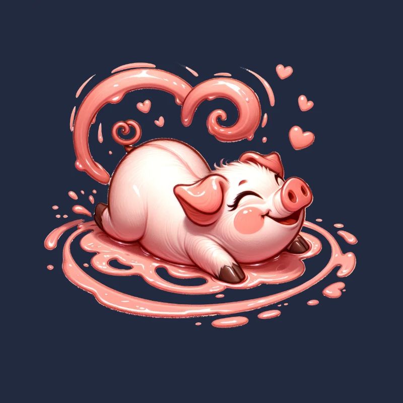 Cochon Bouclé Coeur Queue Saint Valentin Amour Boueux