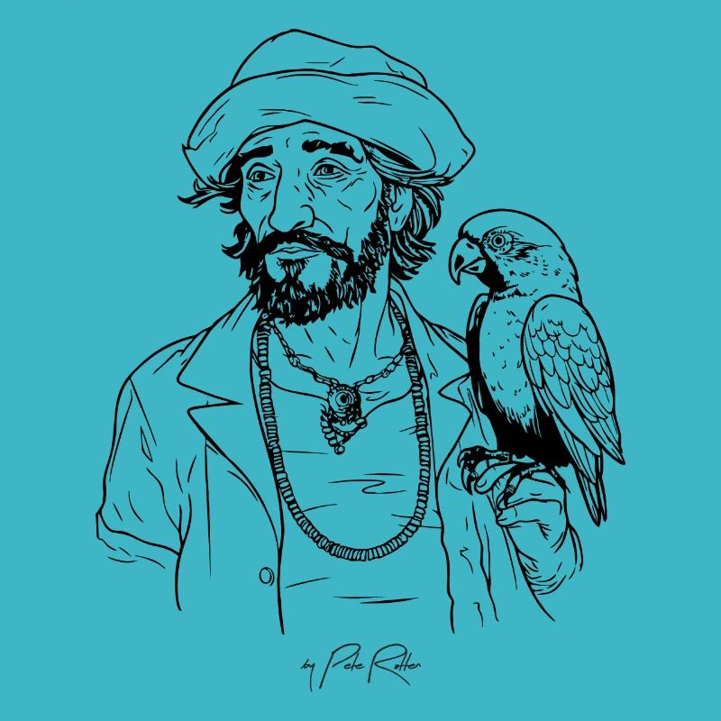 Pirate attrayant avec perroquet