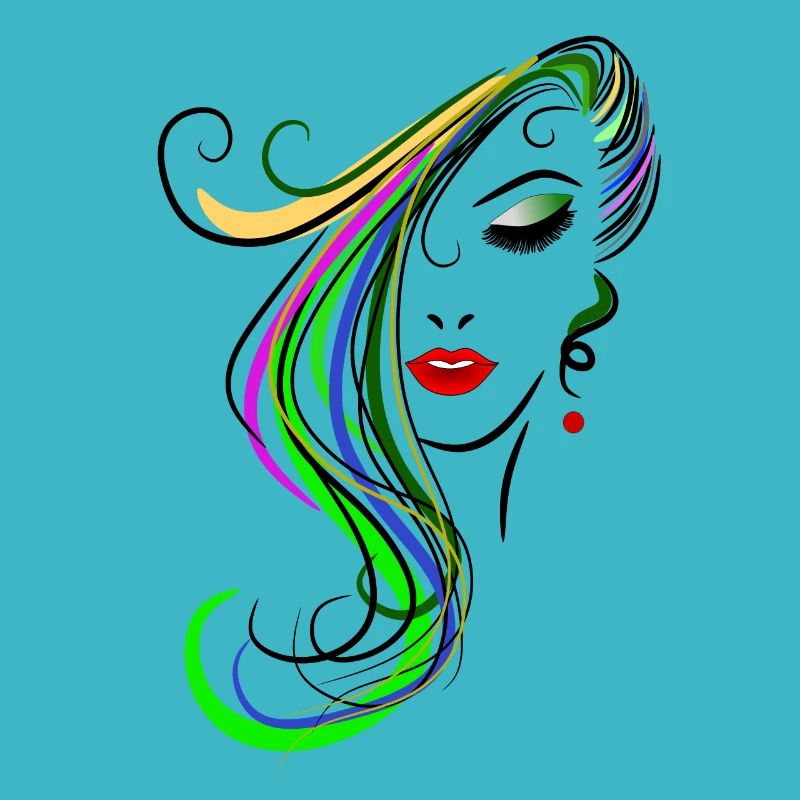 Frau mit buntem Haar