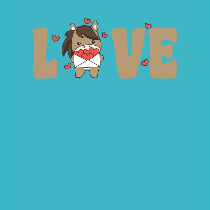Cheval Saint-Valentin Animaux mignons avec des cœurs Amour
