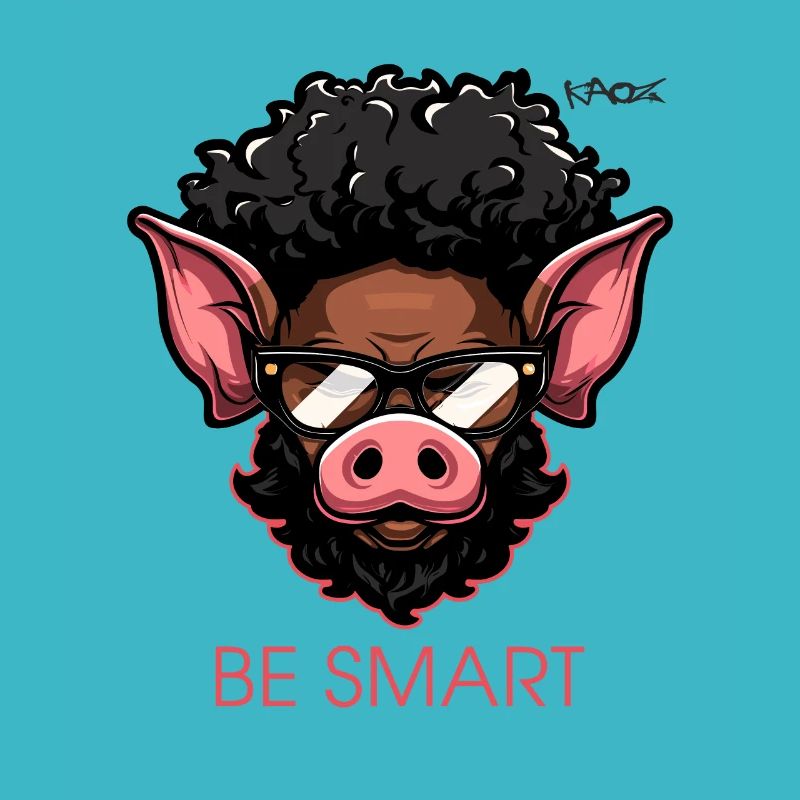 Be clever! Clever pig with glasses