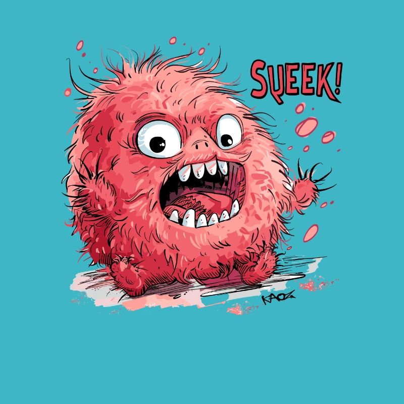 Quietschieges, quietschend haariges rosa Monster