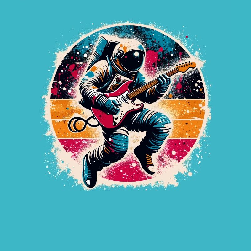 Retro-Astronaut spielt E-Gitarre