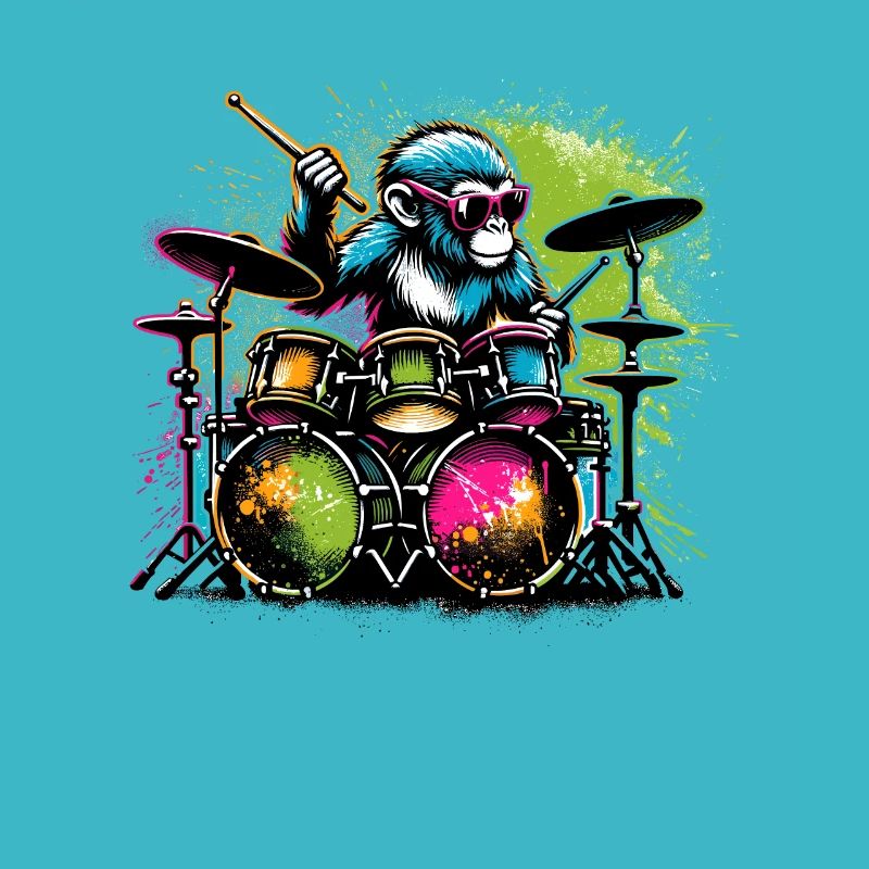 Monkey Playing Drums Drum Drummer Drumming