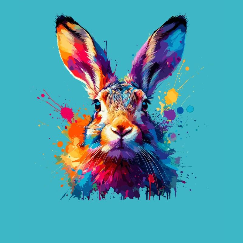 Colorful Splash Art Jackrabbit Jackrabbits