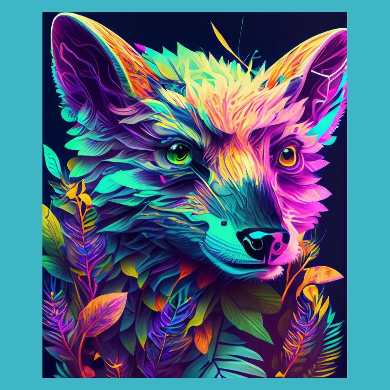 Renard de la forêt néon