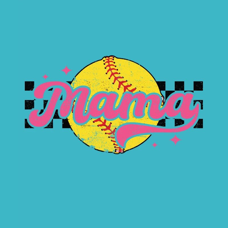 Karierter Softballl Mama Muttertag
