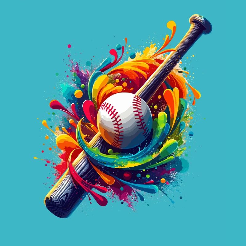 Splash Art Baseball Bat Player Baseballer Softball