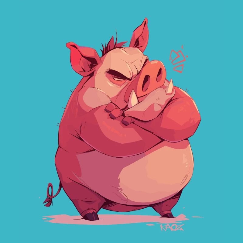 Angry and offended pig