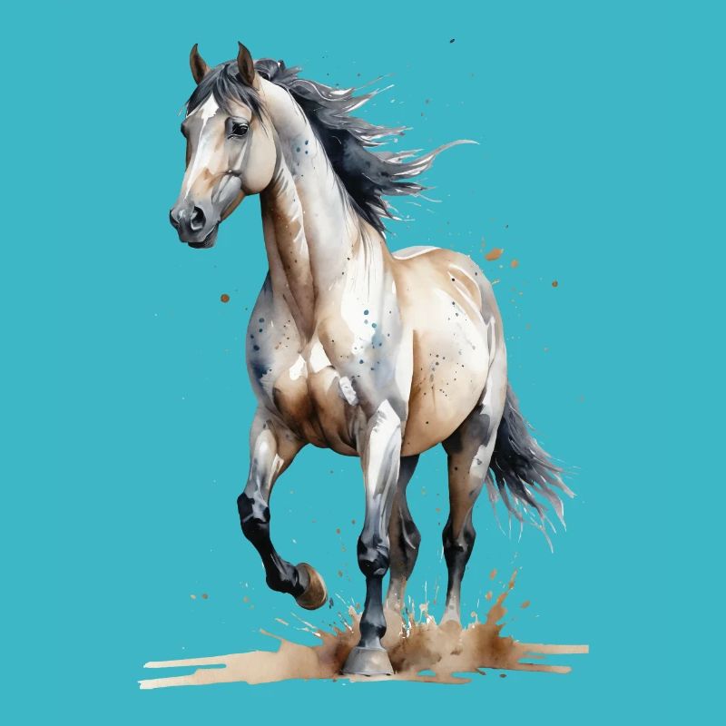 Aquarell Pferd fängt den Wind ein