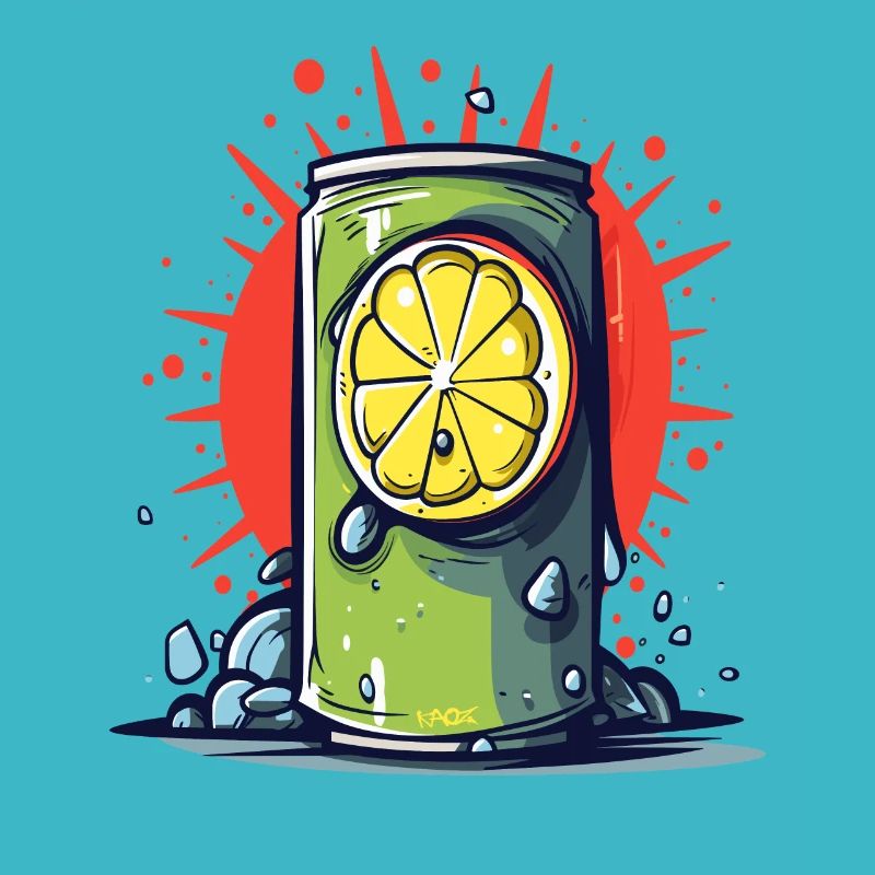 Refreshing can of lemonade soda for summer