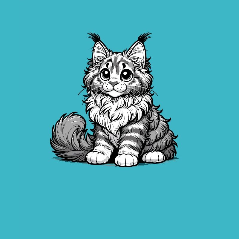 Chat mignon de la bande dessinée Maine Coon