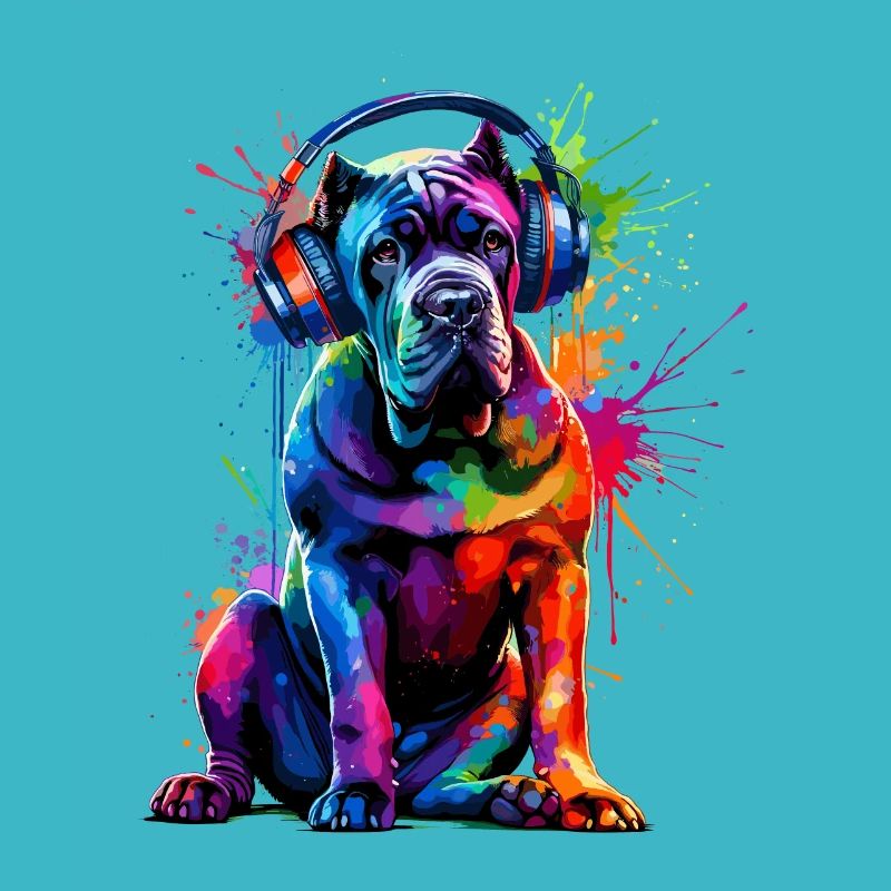 Bunte Splash Art Kopfhörer Cane Corso Italienisch