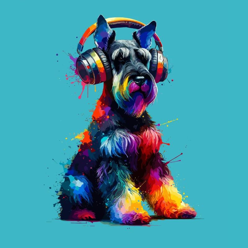 Bunte Splash Art Kopfhörer Riesenschnauzer
