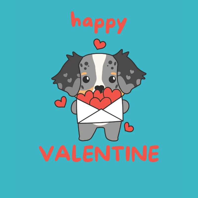 Berger australien pour la Saint-Valentin Animaux mignons