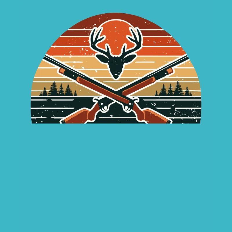 Retro Sunset Deer Hunting Hunt Hunter Wild Elk
