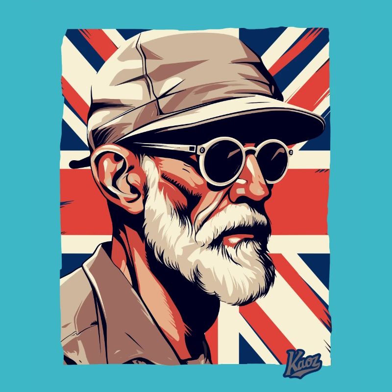 British Old Guy and British Flag