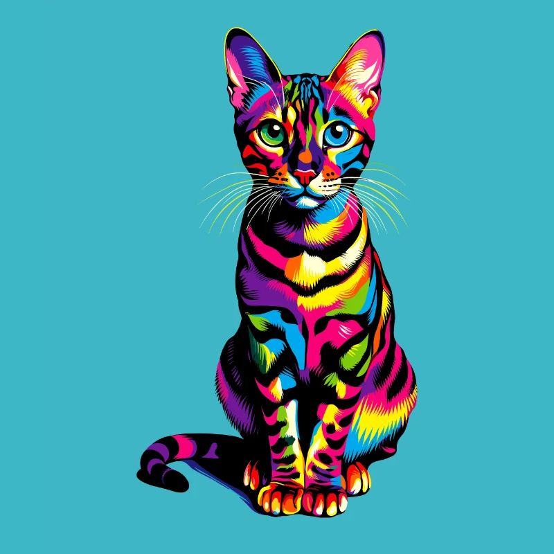 Colorful Pop Art Bengal Cat