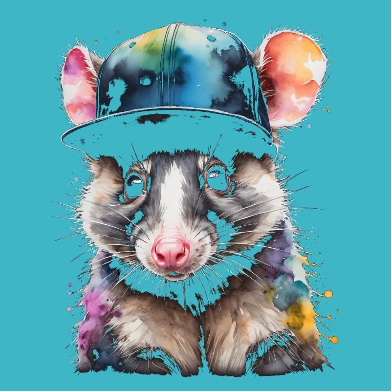 Opossum Snapback Cap Cool Tier Design Print