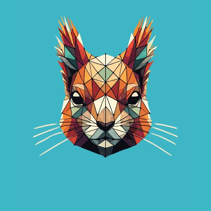 Geometrische Kunst Rote Eichhörnchen Eichhörnchen