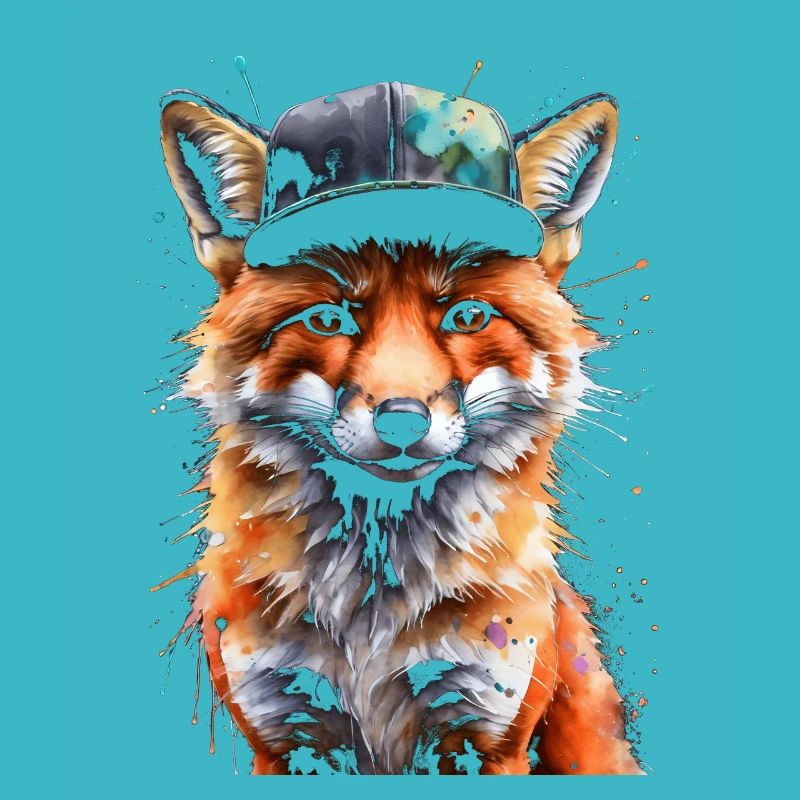 Fox Snapback Cap Cool Animal Design Print